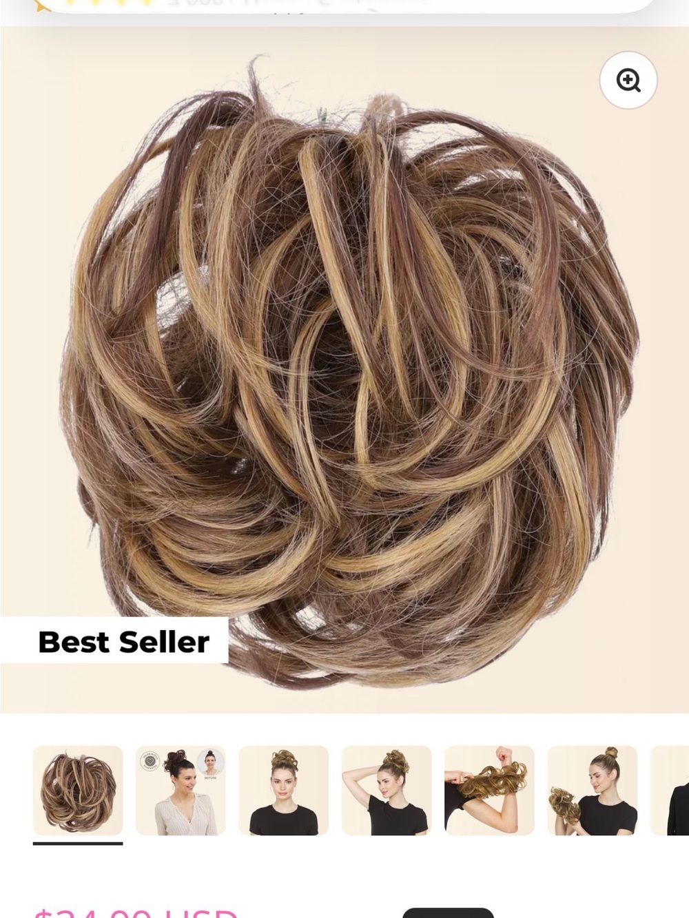 Tousled look Synthetic Hair Bun Scrunchie in Light Brown with Blonde Highlights